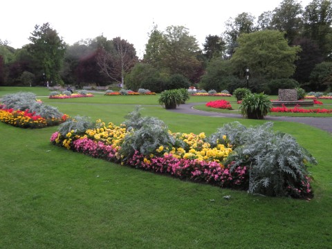 A view of flower beds in the Valley Gardens at Harrogate, Yorkshire, UK