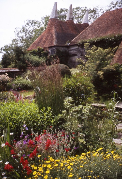 The old oast houses and cow byre, now converted to the sunken garden by Edwin Lutyens.